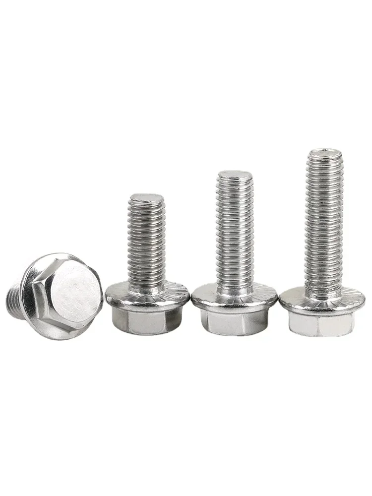 10pcs Hexagon Bolt Flanged M5 M6 M8 6.8 Grade Outer  Flange Screw L=10-40mm GB5787 16MM Stainless Steel 20mm 25mm No-slip