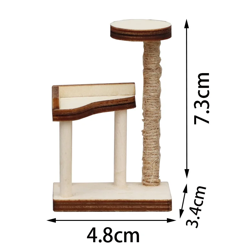 Miniature de maison de poupée à l'échelle 1:12 |   Arbre à chat en bois inachevé |   Meubles pour animaux de compagnie Kawaii pour décoration de micro-scènes - Accessoire artisanal de bricolage