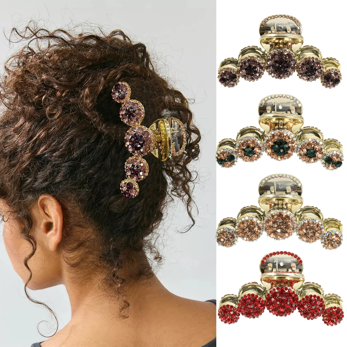 

Big Rhinestone Hair Claws Crab Hairpins Crystal Hair Clips Barrettes Ponytail Girls Hair Accessories Women Ornaments Hairgrip