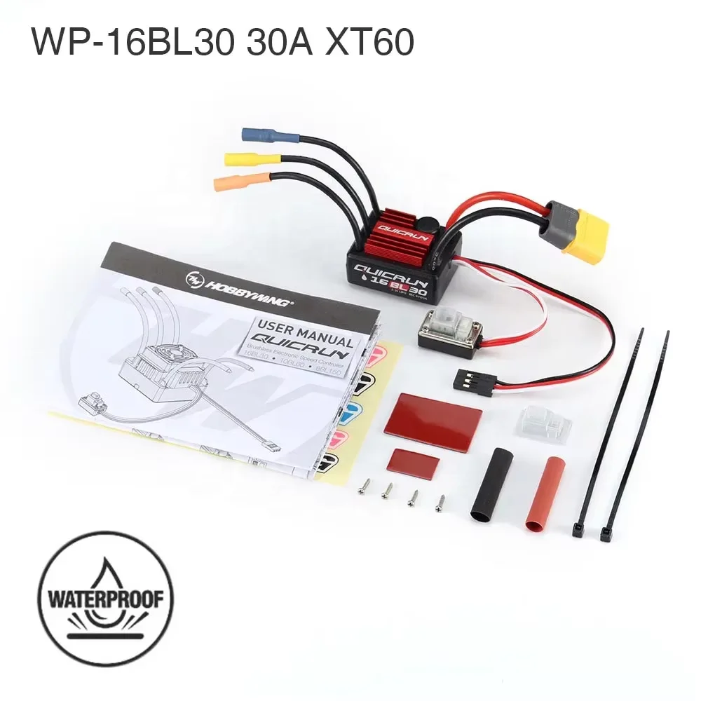 Hobbywing QuicRun WP 16BL30 30A مقاوم للماء بدون فرش ESC لسيارة 1/8 1/10 RC Buggy Monster
