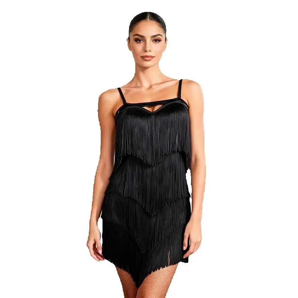 CLYFAN Latin Dance Dress Sexy Women Competition Prom Costume Practice Tassel Clothes Girl Party Dancewear Cocktail Skirt