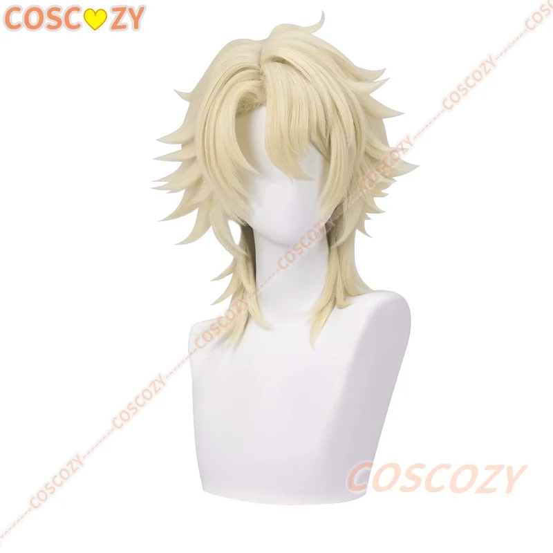 Genshin Impact Varka Parrucca Cosplay 50 cm Capelli biondi Cavalieri di Favonius Mondstadt Fibra resistente al calore Capelli Halloween Parrucche da donna