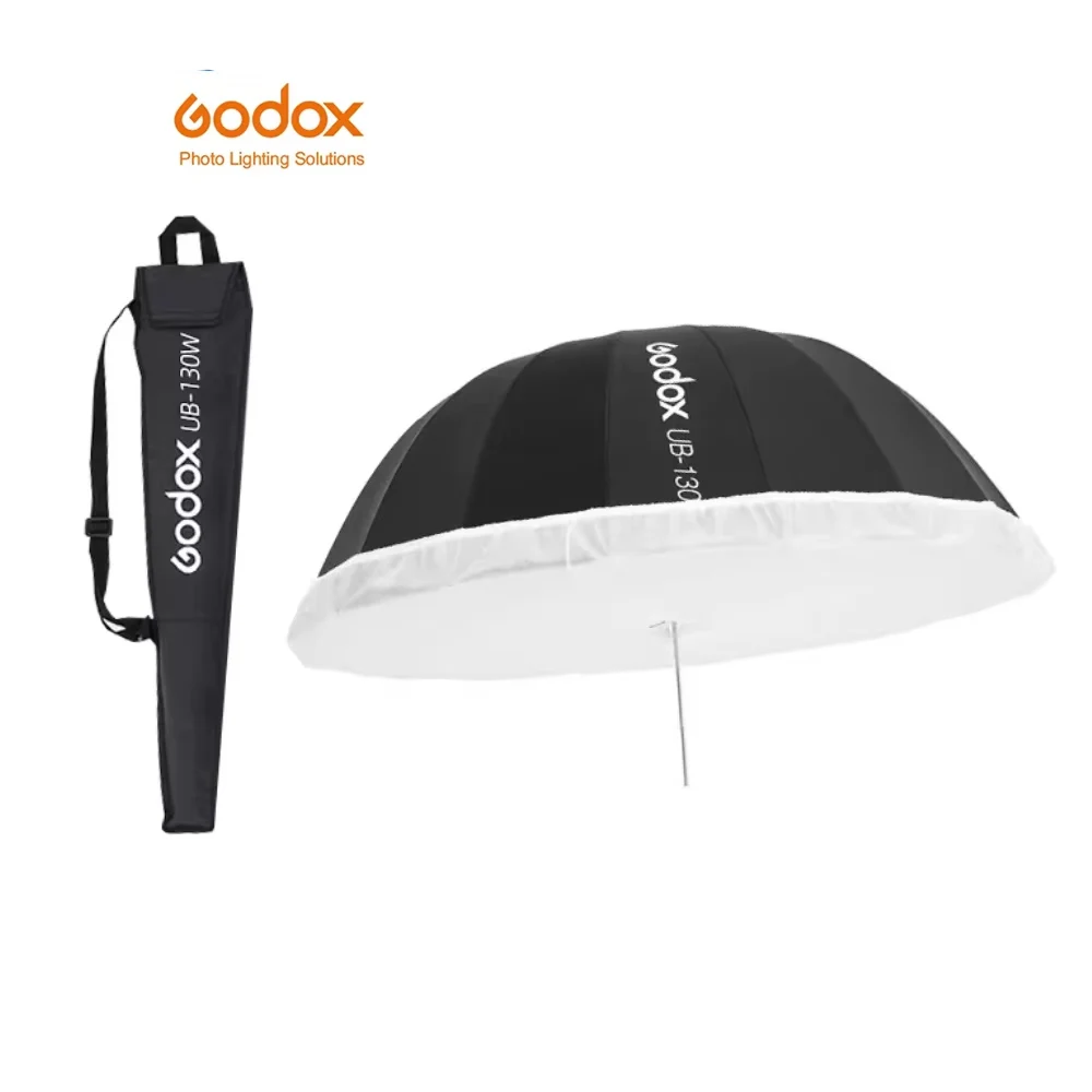 Godox UB-165W 65in 165cm Parabolische Zwart-Witte Reflecterende Paraplu Studio Lichtparaplu met Zwart-Zilveren Diffusorhoesdoek