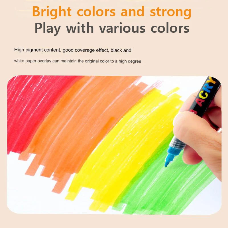 JUPAI 1pcs Acrylic Paint Marker, Leak-proof Water-based Ink Waterproof Art Pens for DIY Craft Rock Ceramic Glass Canvas Mug Wood