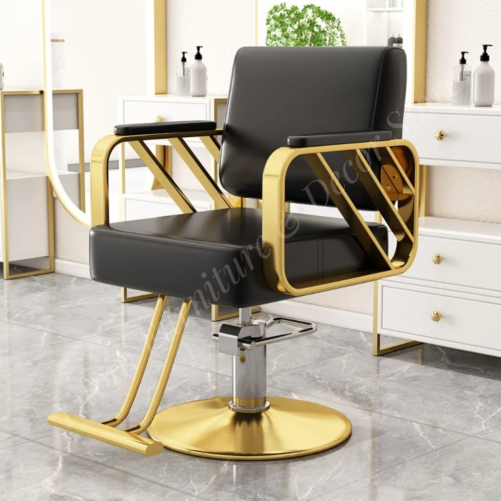 Modern Luxury Salon Barber Styling Chair Steel Frame Hydraulic Lift Height Adjustable 360 Degree Rotation Durable Beauty Salon