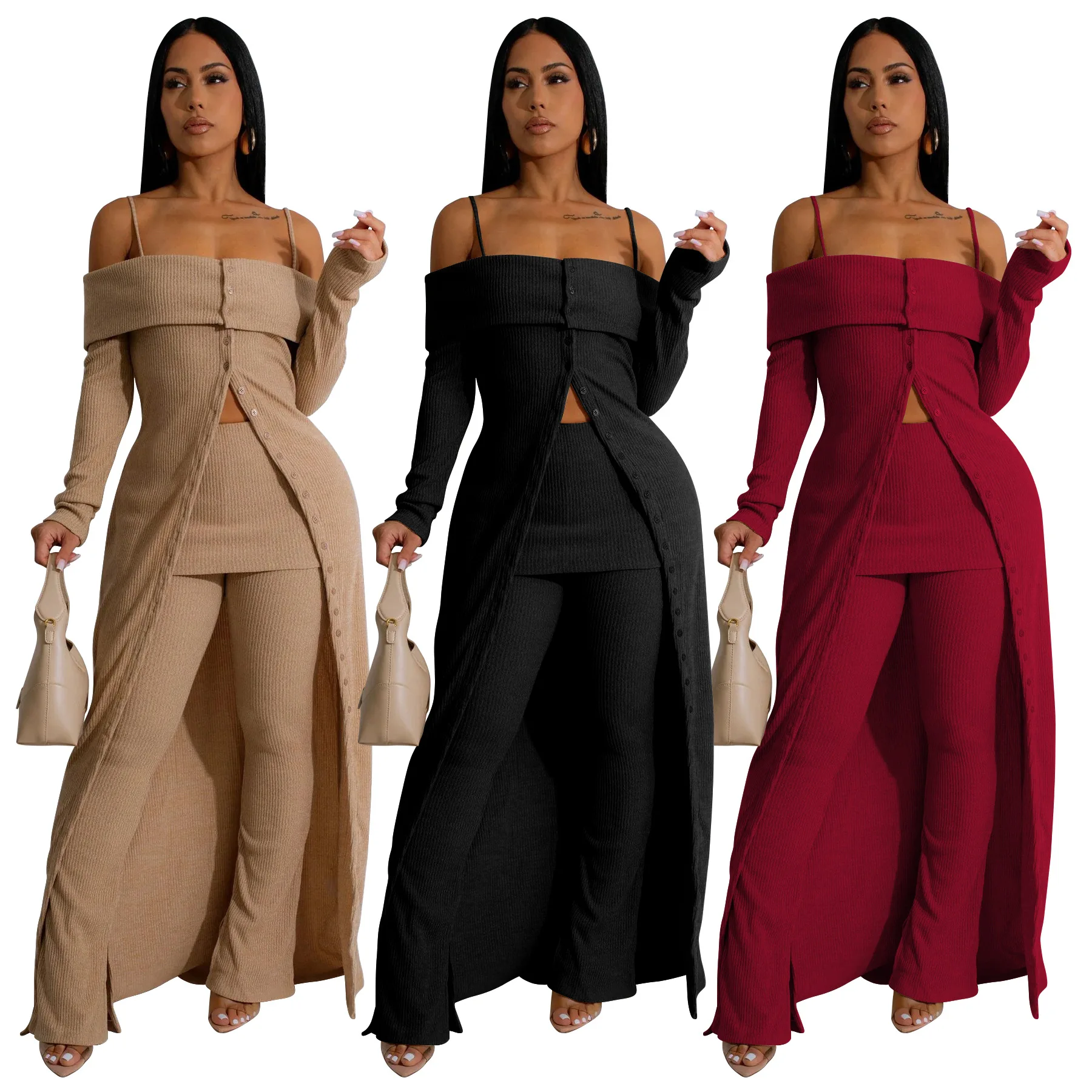 Saida De Praia Summer Woman Dress 2024 Two Pcs Outfits Beach Cover Ups For Female Suspender Long Top Pit Pants Suit Polyester