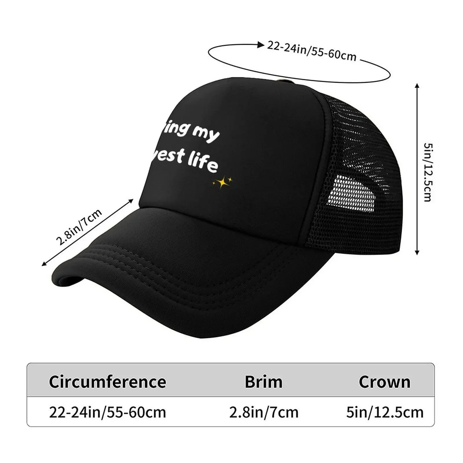 New Living my okayest life ,funny graphic tee shirt Baseball Cap Vintage Hip Hop fashionable For Girls Men's