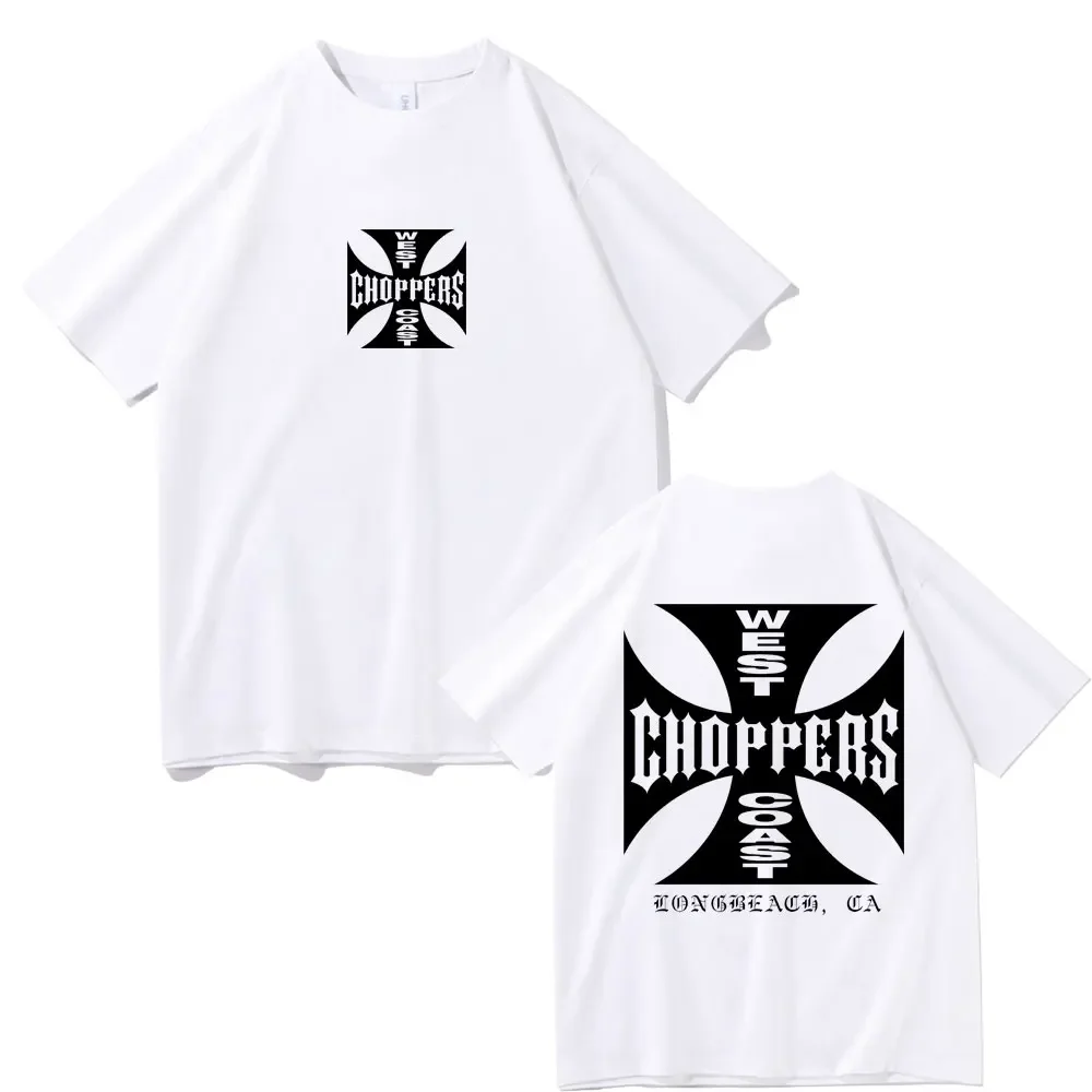 

West Coast Choppers Cross Frame Print Tshirt Male Hip Hop Streetwear Oversized T-shirts Fashion Tees Men's Fleece Short Sleeve