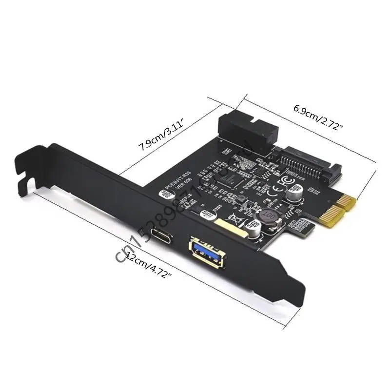 محول توسيع PCIE إلى USB Type-C لـ Desktop PC Hrleghis Front Easy Easy Insert 634a