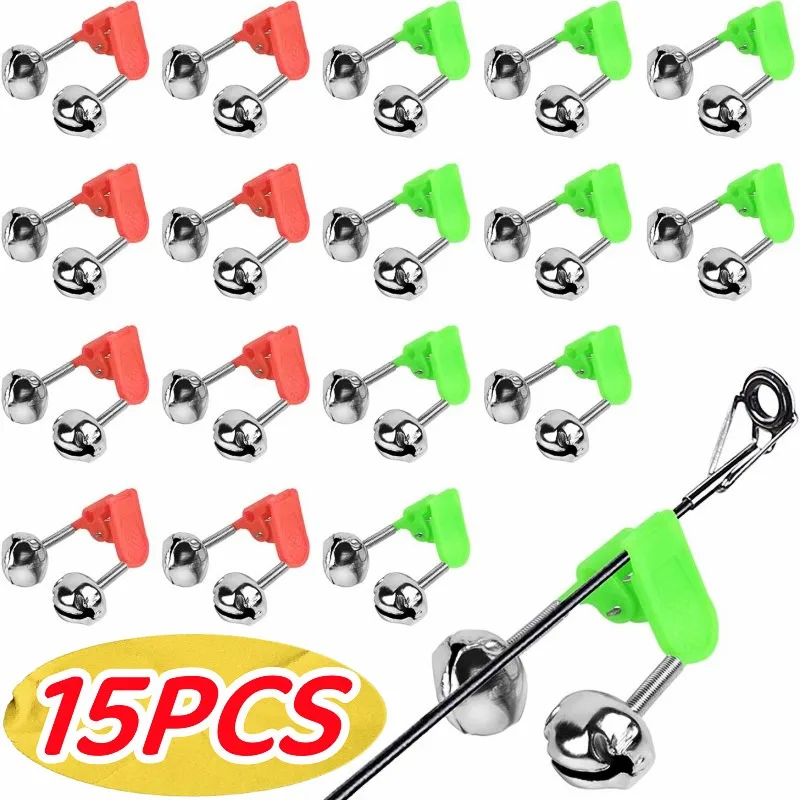 Clips de campanas de pesca de plástico para caña de pescar nocturna, indicador de alarma de cebo de mordida de pescado con campanas de alerta Dual, Clips de punta de caña de pescar al aire libre