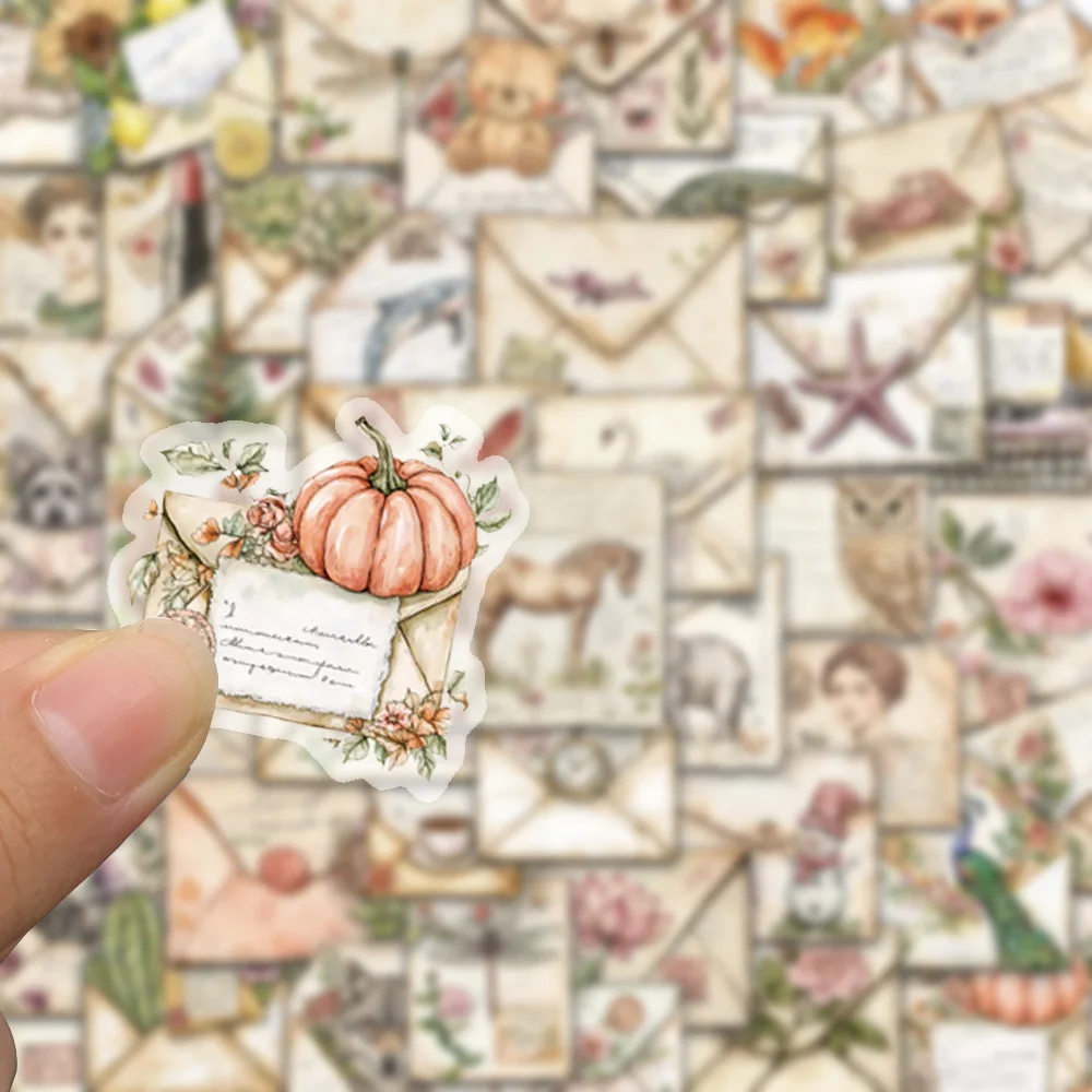 50PCS Retro Envelope Graffiti Stickers DIY Classic Decals Scrapbooking Collage Material Mobile Water Cups Decorative Stickers