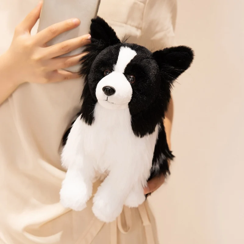 Simulation Border Collie Stuffed Dog Doll Soft Fluffy Puppy Plush Toy Realistic Pet Plushie Sofa Decor Children Christmas Gift