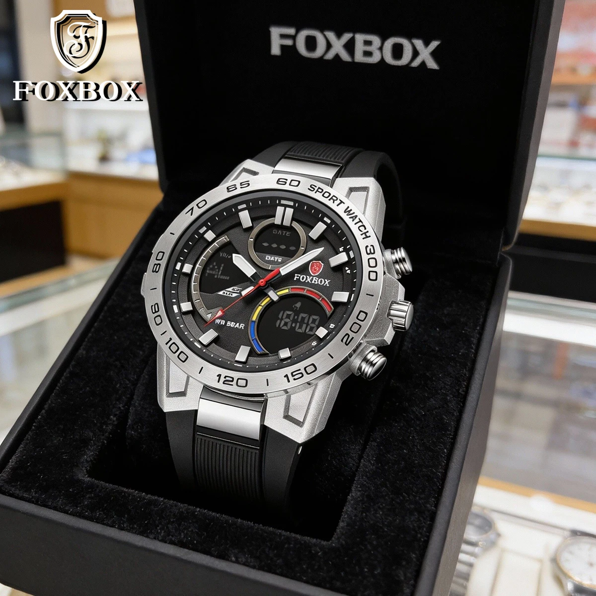 

FOXBOX Fashion Electronic Watch Quartz Watches Sport Watches Digital Dual display Watch reloj de hombre Relógio masculino reloj