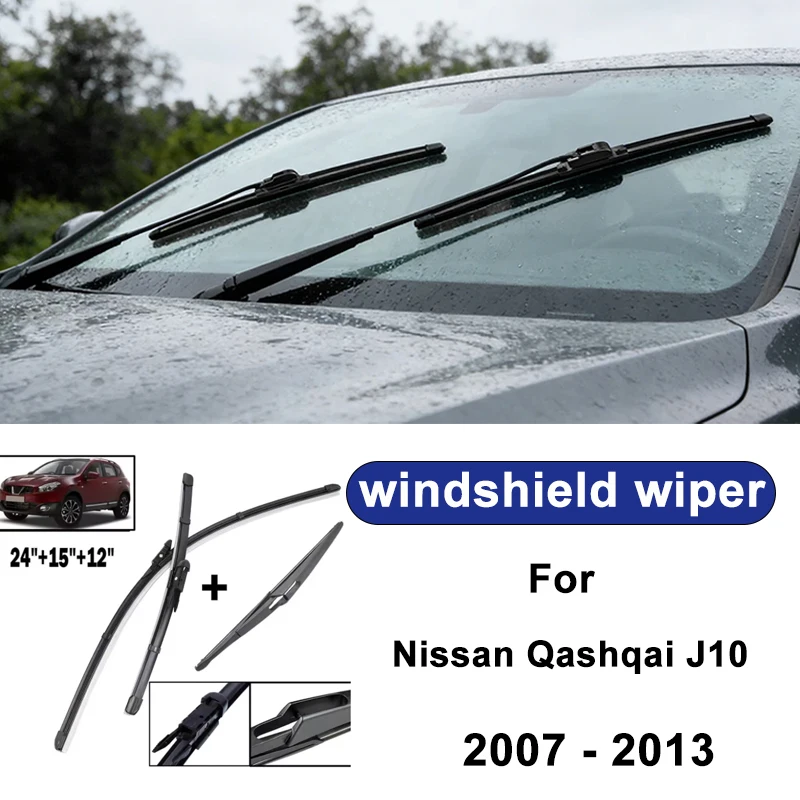 For Nissan Qashqai J10 2007-2013 car windshield front/rear wipers, silent wiper blades,car blade brush accessories