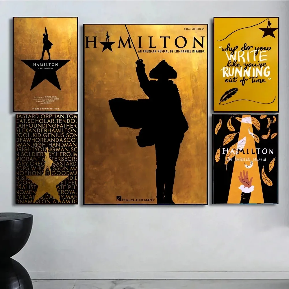 American Musical Hamilton Vintage Movie Sticky Posters Retro Kraft Paper Sticker DIY Room Bar Cafe Aesthetic Art Wall Painting