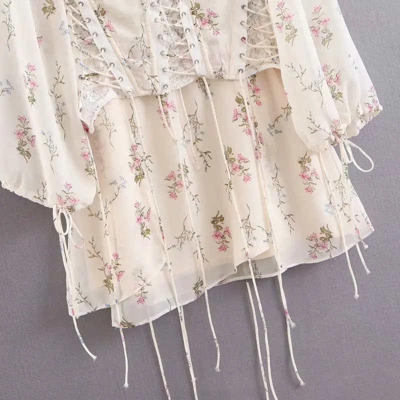 Sexy Elastic Waist Bohemian Beach Ladies Summer Dress New Size Floral Print Retro Chiffon Irregular Long Dress