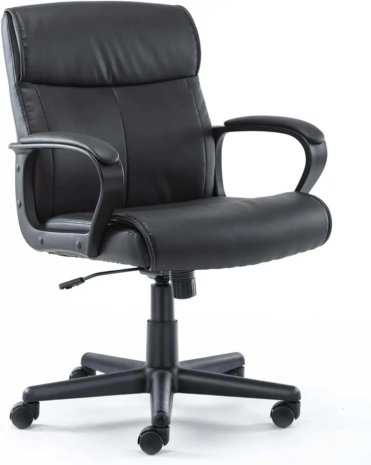 Office Chair - Mid-Back Computer Desk Chair with Armrests, Height Adjustable Home Chair, 360-Degree Swivel, Lumbar Support