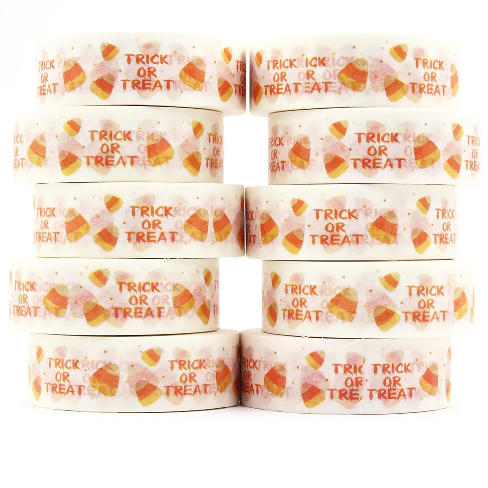 10pcs/lot 15mm x 10m Halloween Candy Trick or Treat Masking Adhesive Washi Tape organizer supplies masking tape sticker