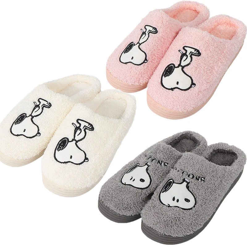 

Плюшевые тапочки серии Snoopy с аниме-шипами, милый щенок, теплая женская домашняя нескользящая обувь для дома, мультяшная собачка Y2K, зимние подарки для девочек