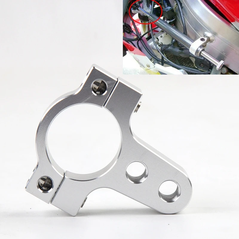 27mm Aluminum Steering Damper Fork Frame Mounting Clamp Bracket Foot Fixer for Motorcycle Bike Modification Silver