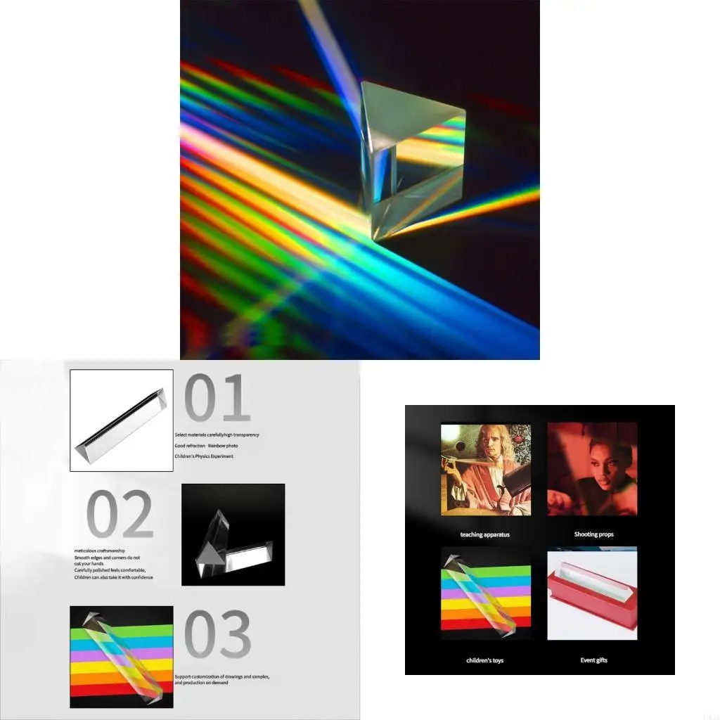 L43A strong  Glass Triangular Prisms with 60 Degree Angles Small Science Education for Classroom STEM Learning activity 