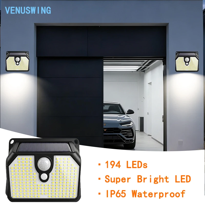 2/4 pezzi, lampada da parete solare con 194 LED