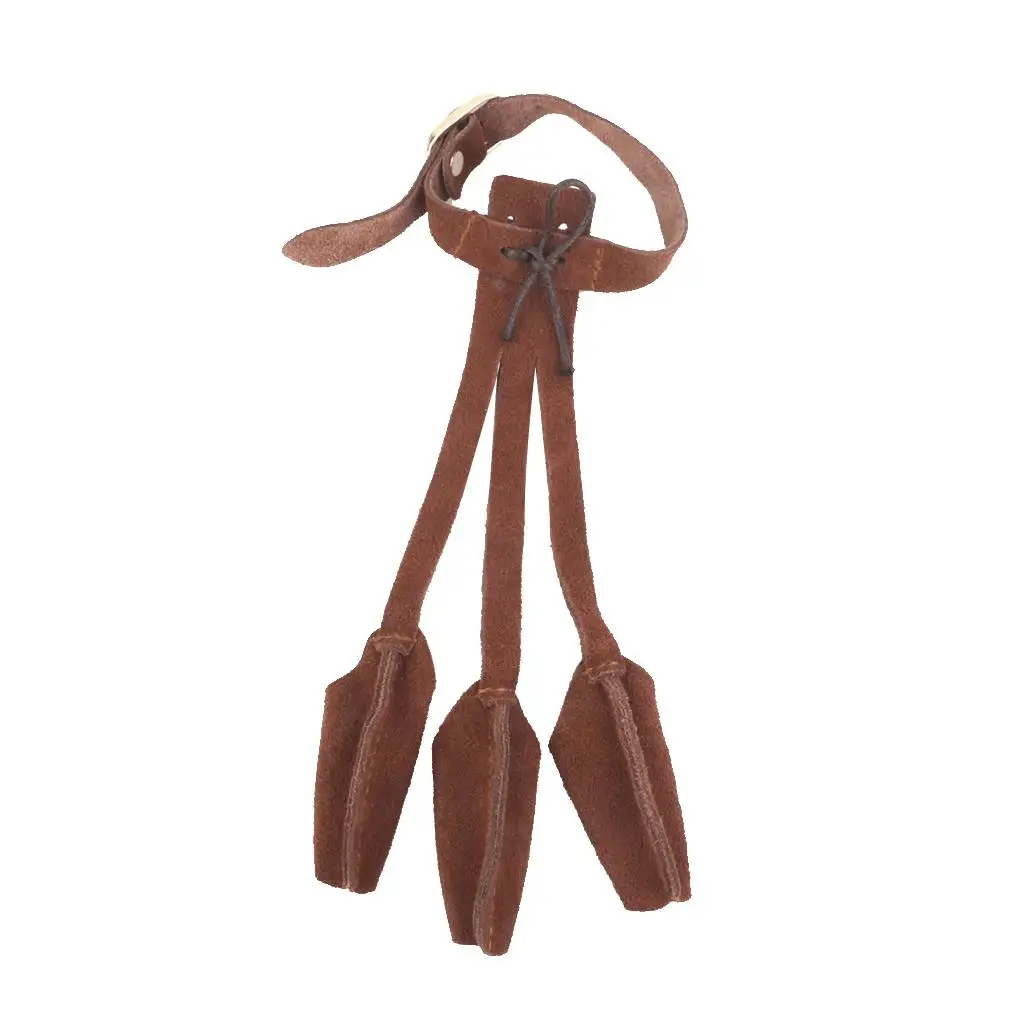 Objetivo de tiro con arco de cuero de ante, guante de tiro con 3 dedos, caza, color marrón