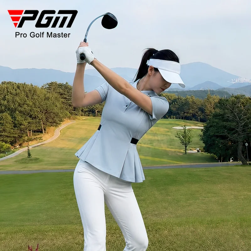 PGM Summer Golf Women's Top Short Sleeve Clothing High Elasticity Polo Tennis T-shirt YF910