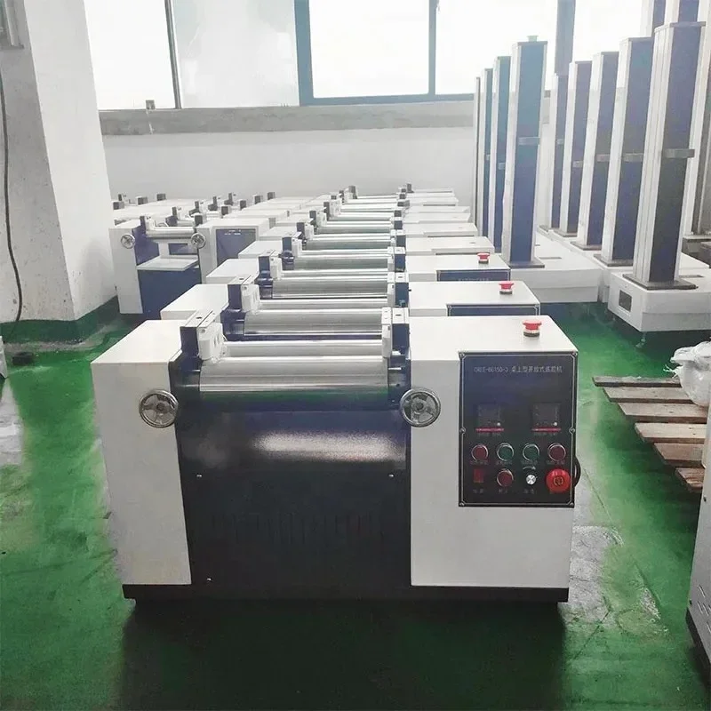 Bench-Top Rubber Mixing Mill, Small Dual Roller Machine for Polymer/Plastic/Silicone, Manual Adjustable Roller Gap, Lab Equipmen