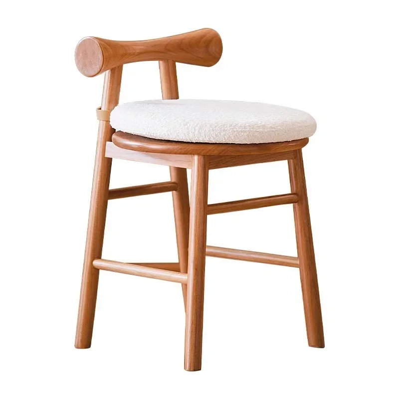 Solid woodcasual stool dining stool Nordic log style cream style round