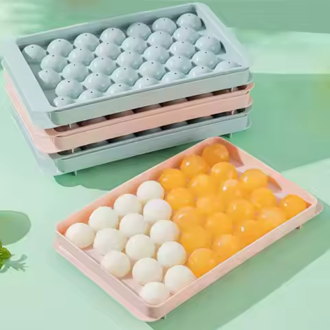 Summer New Type of Ball Ice Grid Silicone Mold for Kitchen Home Round with Lid Homemade Ice Hockey Box Cold Drink and Ice Mold
