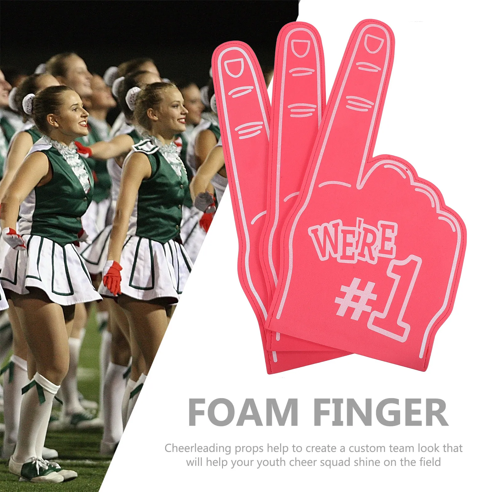 3Pcs Foam Fingers Bulk Set Cheerleading Props Smooth Safe Comfortable Long Wear Eva Foam Hand for Shows Evening