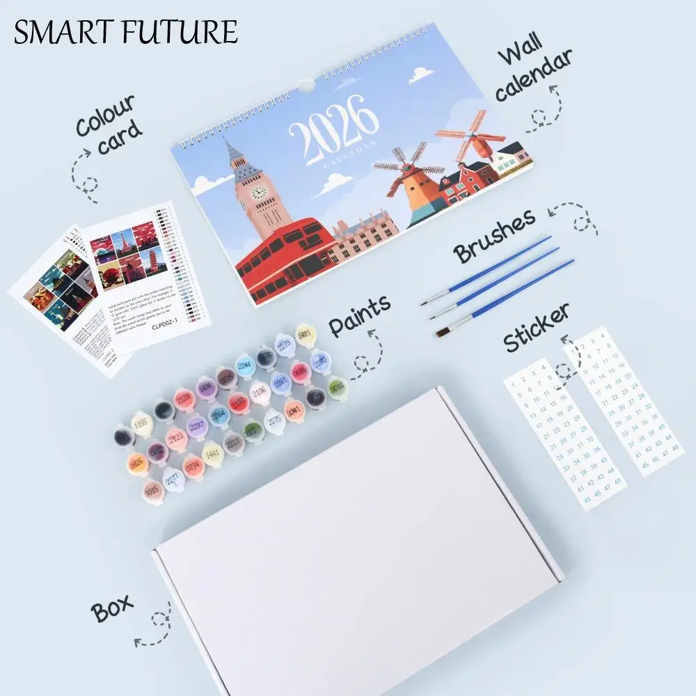 

Изысканный настольный календарь 2026 Edition, нарисованный вручную настольный планировщик, памятный 12-месячный стоящий перекидной календарь, подарок