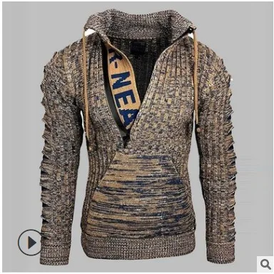 

Men's Faionable Collared Loose Pullover Sweater Comfortable European Sle Knitwear for Daily Wear And op