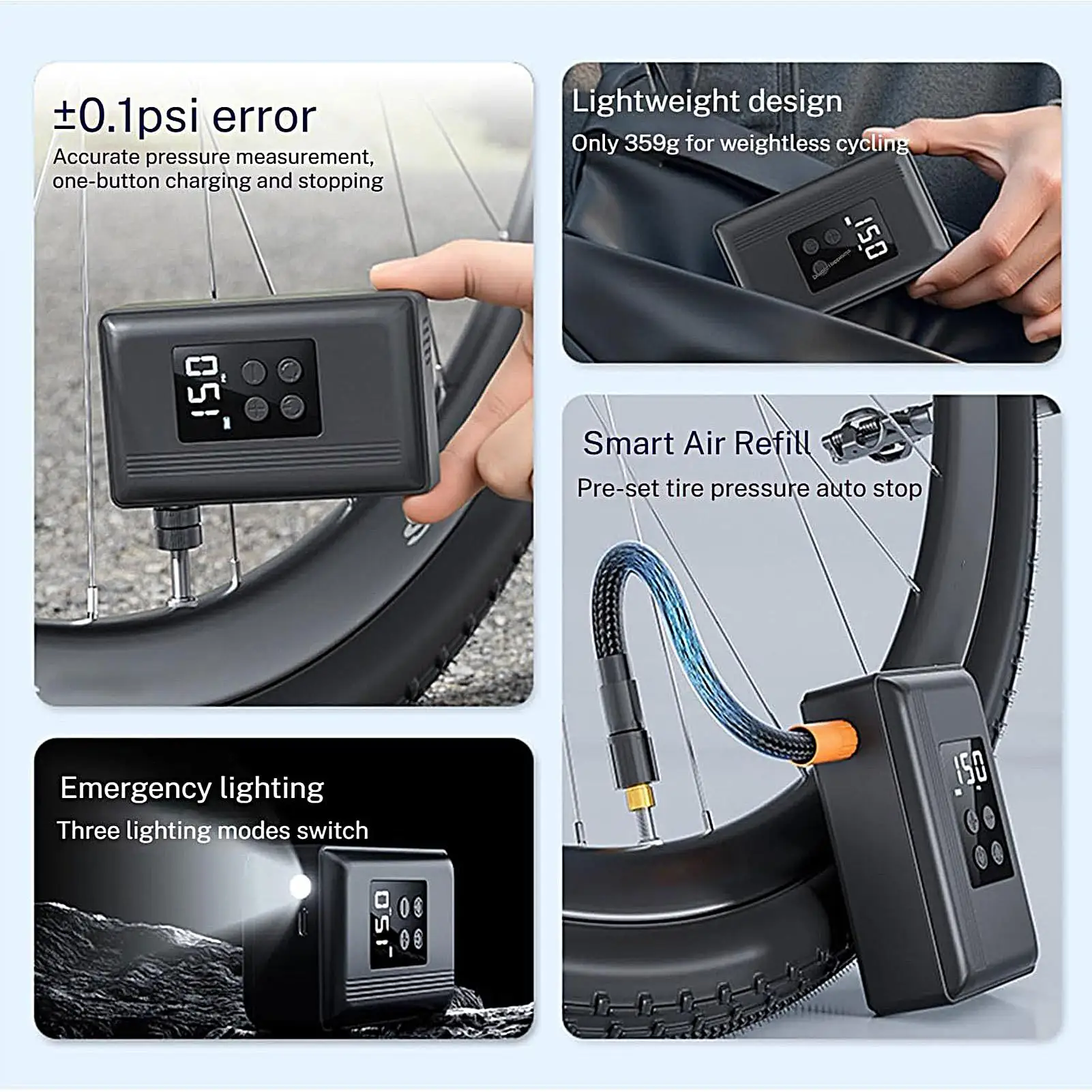 Fietsluchtpomp Oplaadbare kleine gereedschapsset Fietsbandpomp Elektrische inflator voor wegbergfietsen Ballon Zwembad Speelgoed Thuis