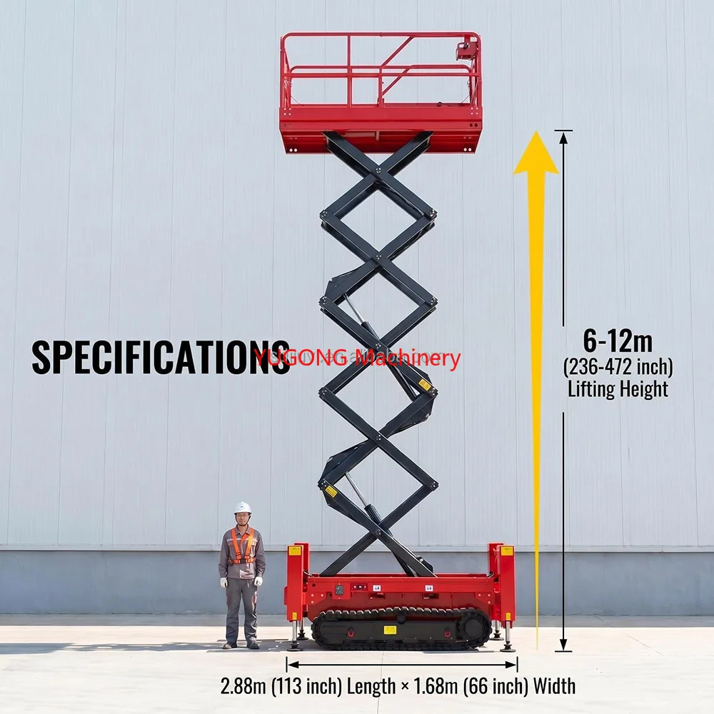 Mobile Scissor Lifting Platform Raupe 6-12m Industrial Hydraulic Lift Table Industrial Lift Elevator For Construction Sites