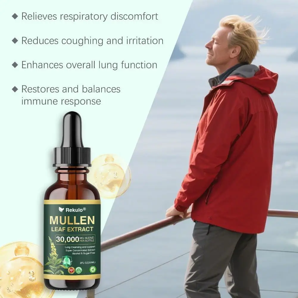 

Daily Respiratory Care Drops Lung Clean Drops Natural Mullein Leaf Extract 30000mg Fast Absorption