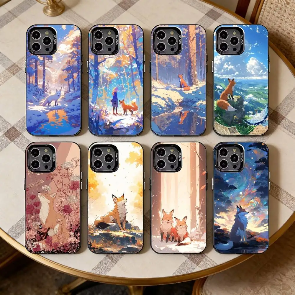 

A-Animal Cute F-Fox Phone Case For iPhone17,16,15,14,13,12,11 Plus,Pro Max Black Candy silver phone case