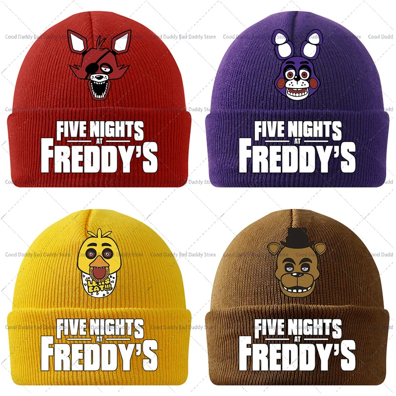 Children Cartoon Cute Knit Cap Winter Warm Accessories Five Night At Freddys Anime Printed Knitted Hat Casual Beanie Gifts 2026