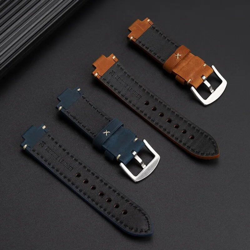 24-12mm raised cowhide strap for Oris diving watch AQUIS series 7730 7740 7733 frosted lea-ther watchband men\'s bracelet