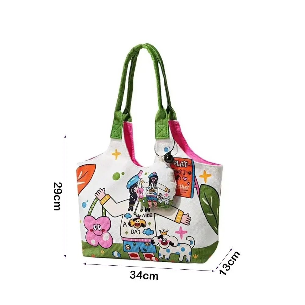 Hoge kwaliteit canvas shell tas grote capaciteit cartoon bedrukte meisjeshandtas duurzame enkele schoudertas