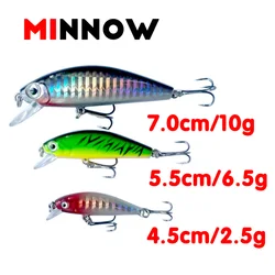 Minnow Wobbler señuelo de Pesca Jerkbait, cebo de perca, 45mm, 55mm, 70mm, 6 colores, Mini aparejos de mar de hundimiento, cebo Artificial duro profundo