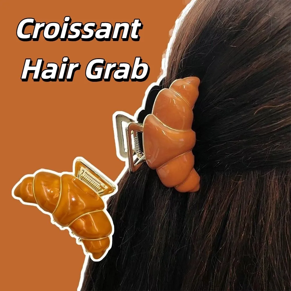 

Personalized Hair Clip Croissant Hair Grab Shark Clip Hairpin Cute Bread Hair Claw Geometry Headwear Metal Shark Clip Female