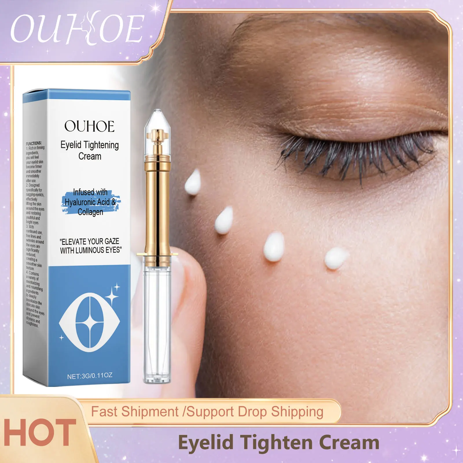 

Eye Tightening Cream Eyelid Firming Shaping Moisturizing Daily Nourish Reduce Dark Circles Fine Lines Massage Lifting Eye Cream