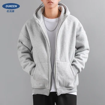 Dukeen ฤดูหนาว Hoodies สําหรับผู้ชายขนแกะ Thicken WARM Zip-Up Hooded เสื้อลําลองสีทึบเสื้อผ้าผู้หญิงเสื้อสีขาวสีดํา