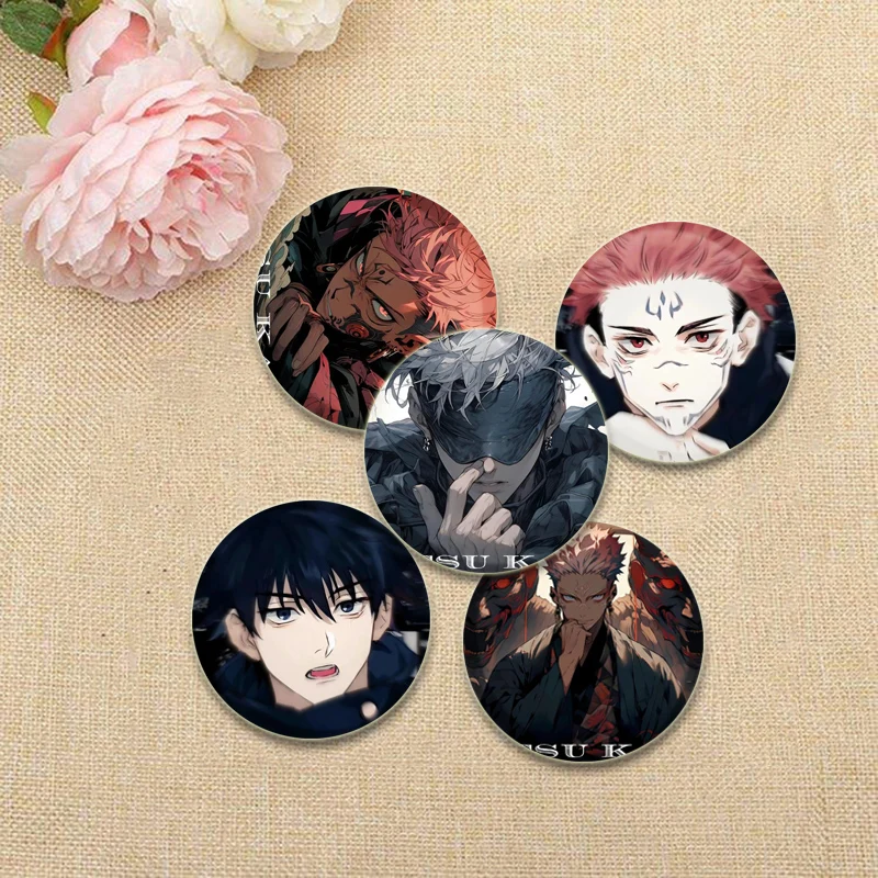 Ryomen Sukuna/Satoru Gojo Brooches HD Print Round Handmade Anime Pins Fushiguro Megumi/Itadori Yuji/Choso Cartoon Badge