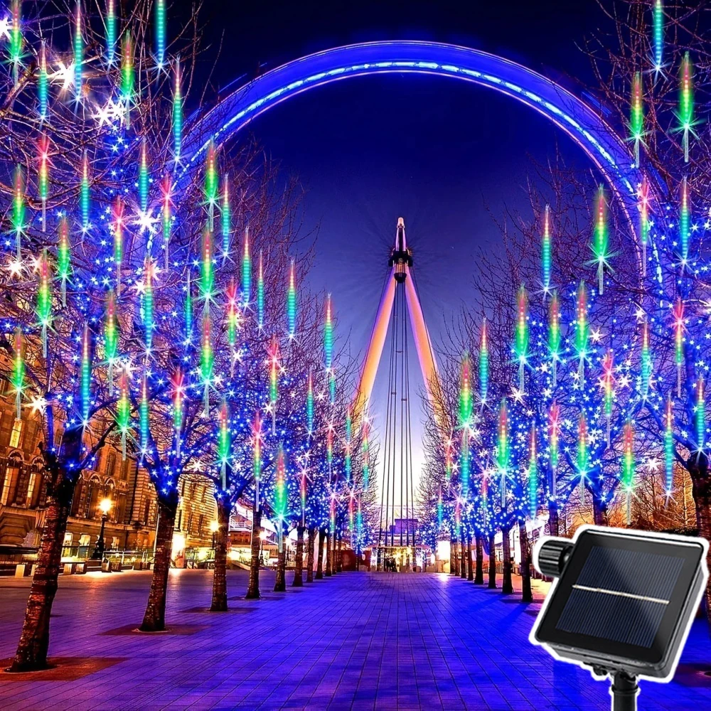 

8 Tube Outdoors Solar LED Meteor Shower Light 30/50cm Falling Raindrop for Holiday Christmas Decoration Yard Fairy String Light