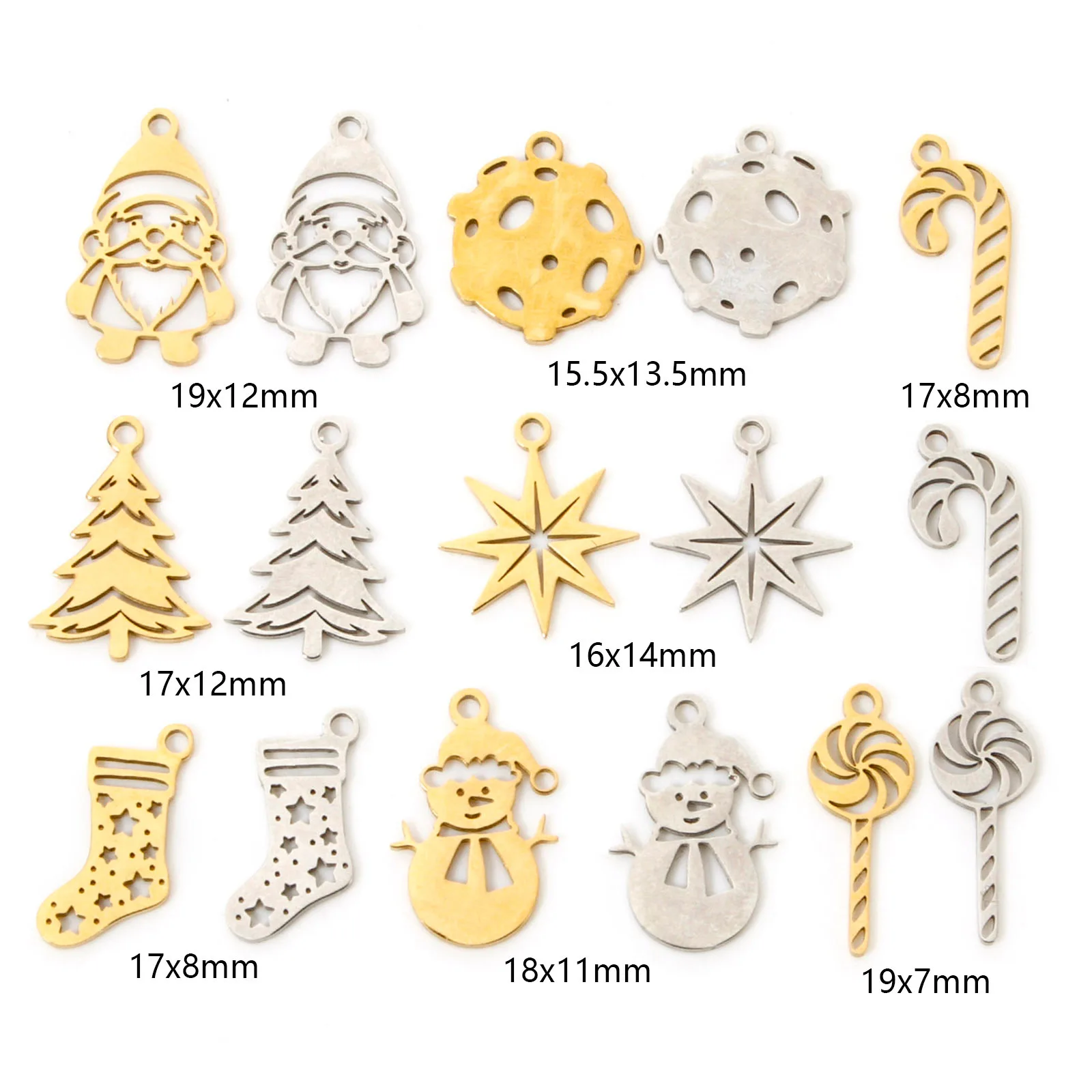 1Piece 304 Stainless Steel Christmas Charms Pendants Santa Claus Lollipop Sock For DIY Jewelry Necklace Bracelet Making Findings