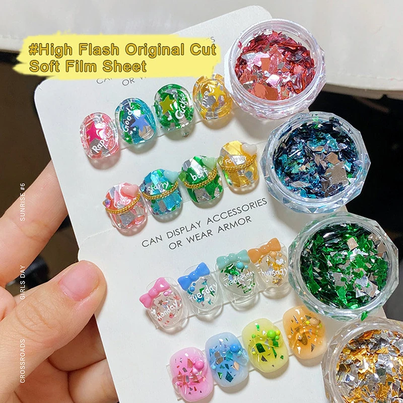 

1Box Irregular Shaped Fragments Sparkling Nail Sequins Double Colour Nail Art Decorations DIY Manicure Art Accessories Gift