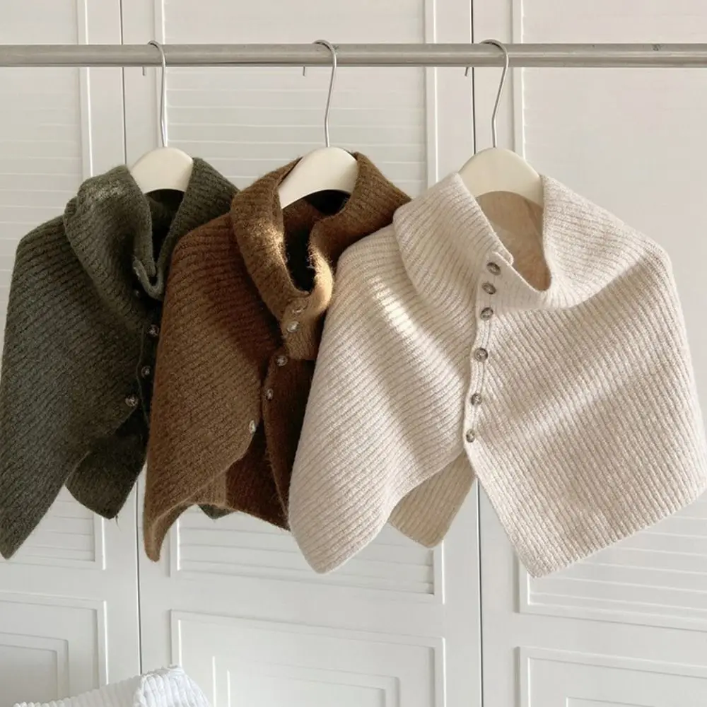 

Классическая вязаная шаль на пуговицах, теплый нерегулярный шарф с высоким воротом, плащ, утепленные шарфы, трикотаж, студенческий